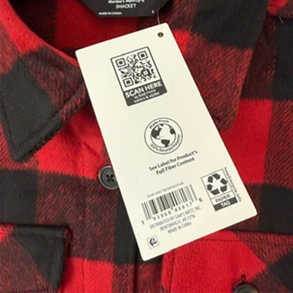 Member's Mark Red/Black Buffalo Check Button-Front Shacket Women's Small NWT - Picture 6 of 9
